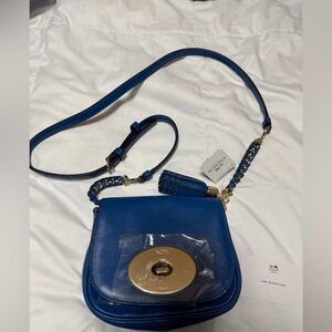 Blue Leather Crossbody Bag